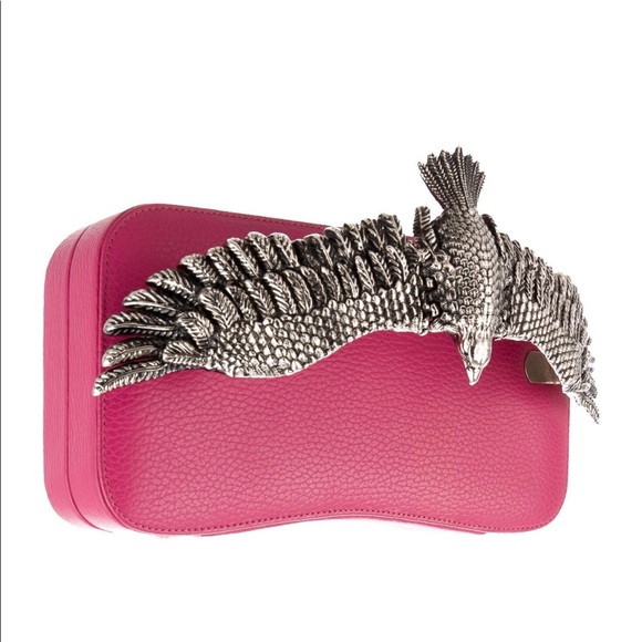 Moni & J Pink Leather Soaring Eagle Clutch Bag - Picture 2 of 6